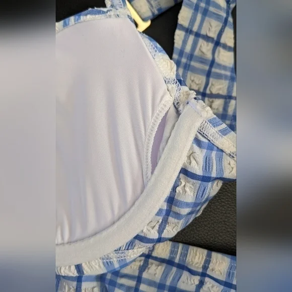 NWOT Tory Burch Blue and White Plaid Bikini X-Small - Picture 2 of 7